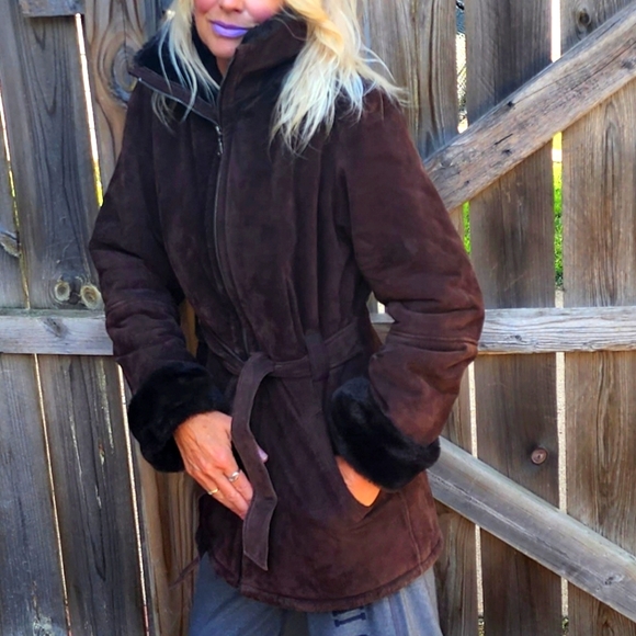 WILSONS Leather Suede Belted Coat - S (EUC) - Picture 5 of 15